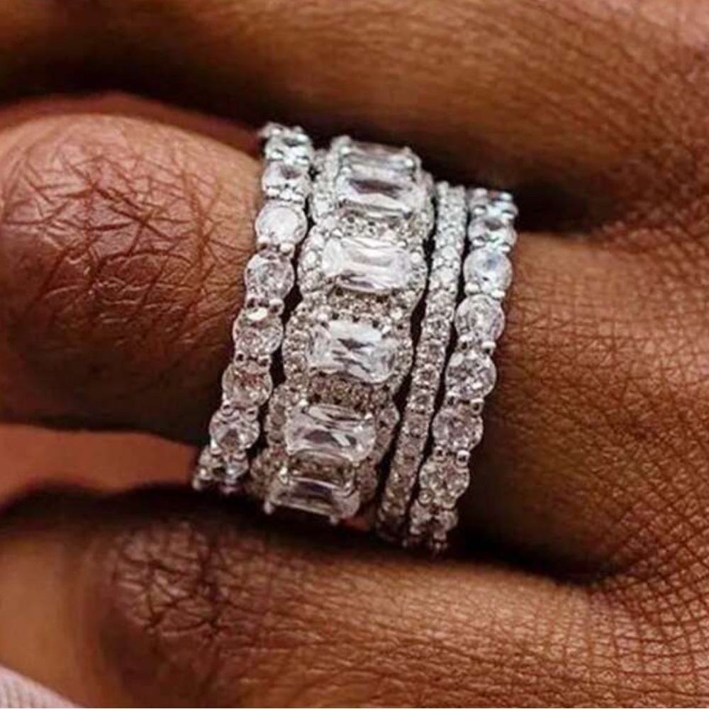 New Stunning Statement Cubic Zirconia Stack ring -  Size 10 NEW